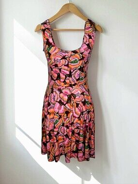 Free People Womens Butterfly A-line Dress Pink/Orange Medium EUC